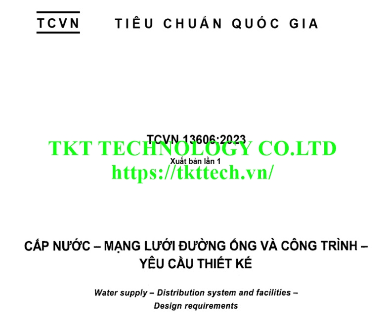TCVN 13606 2023 Cấp nước - mạng lưới đường ống và công trình - tiêu chuẩn thiết kế - TKTTECH.VN